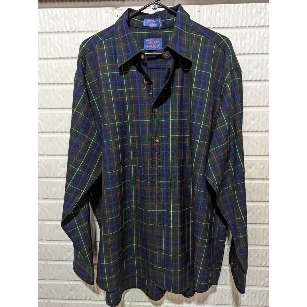 Sir Pendleton Men's XL Authentic Hunting Tartan Wool Long Sleeve Button Front Sh